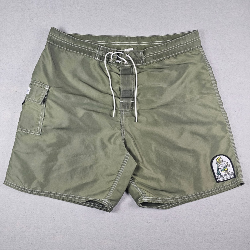 Vintage Katin Board Shorts Mens 38 Green 100% Nylon Surf Trunks Made in USA